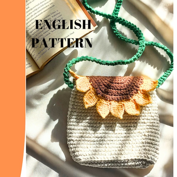 Padrão de bolsa de crochê de girassol, PDF faça você mesmo premium, crianças e mulheres, padrão digital, bolsa tiracolo feminina, download digital, presente de dia das mães, fofo