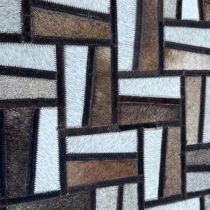 Patchwork Cowhide Leather Rug – Natural Rustic Home Decor