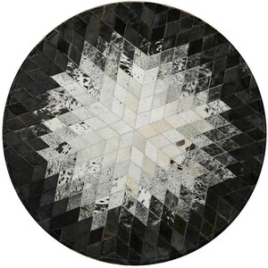 Patchwork Lädermatta – Rund Geometrisk Stjärndesign