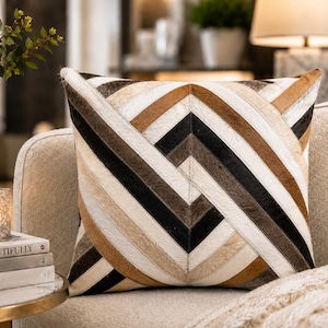 Genuine Cowhide Leather Cushion Cover: Natural, Textured, One-of-a-Kind Home Décor size-18x18 inch