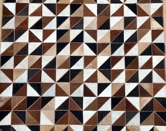 Genuine Cowhide area Rug: Natural, leather rug Unique Pattern, Rustic Home Decor
