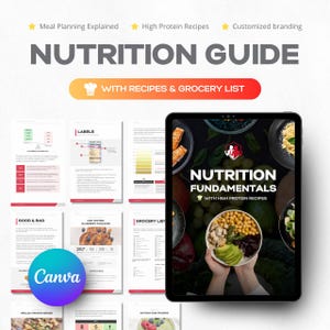 Nutrition Ebook Template, Recipe Book, Protein Cookbook Meal Diet Plan, Grocery List, Gym Fitness Macros, Weight Loss Guide image 1