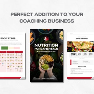 May include: A nutrition guide with high protein recipes. The cover features a bowl of food with chickpeas, avocado, and other ingredients. The title is "Nutrition Fundamentals with High Protein Recipes".