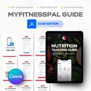 Plantilla de guía de seguimiento nutricional de MyFitnessPal, libro electrónico de comidas saludables, manual de entrenamiento de calorías y macros