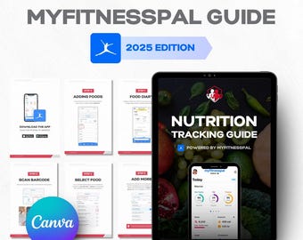Plantilla de guía de seguimiento nutricional de MyFitnessPal, libro electrónico de comidas saludables, manual de entrenamiento de calorías y macros
