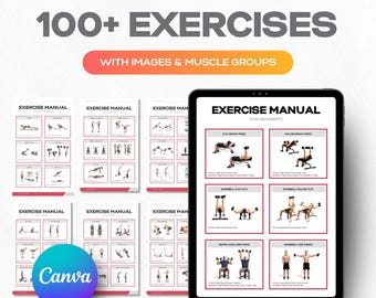 Plantilla de ejercicios, guía de fitness para gimnasio, manual, ebook con imágenes (más de 100 movimientos)