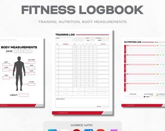 Planificador de entrenamiento, diario nutricional, monitor de actividad física, plantilla imprimible A4 para ejercicios de gimnasio en Canva, diario en PDF de Goodnotes