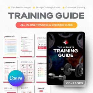 All-in-One Fitness Training Guide Template, Fitness Library Manual, Ebook with Images Demonstration, Personal Trainer, Custom Logo