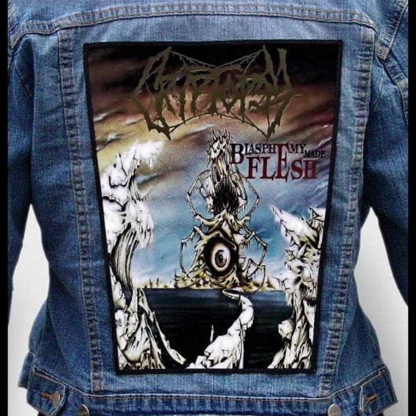 Vintage-Inspired Sublimated Iron-On Backpatch: Iconic Tribute to Cryptopsy   Blasphemy Made Flesh