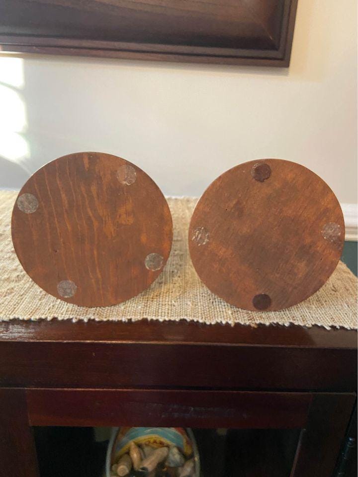 Vintage Wooden Candlestick Holders, Set of 2 - Etsy