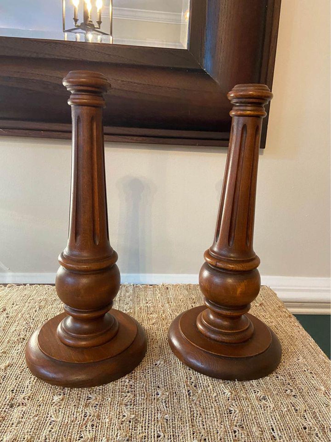 Vintage Wooden Candlestick Holders, Set of 2 - Etsy
