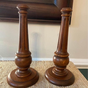 Vintage Wooden Candlestick Holders, set of 2