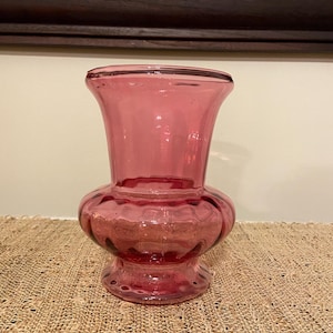 Vintage Handblown Cranberry Glass Vase ~ Pilgrim