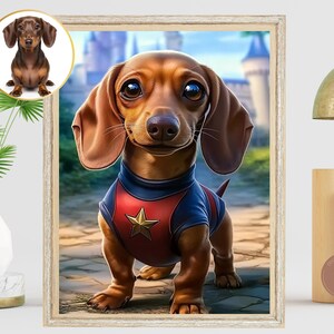 Custom Pet Portrait gift Animated Dog Cartoon Portrait Wall Art for Pet Lover Couples family portrait from photo painting digital downloads