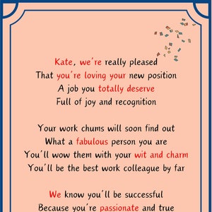 New Job - Carte de voeux poétique personnalisée