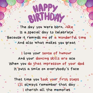 Compleanno del bambino - Biglietto d'auguri poetico personalizzato