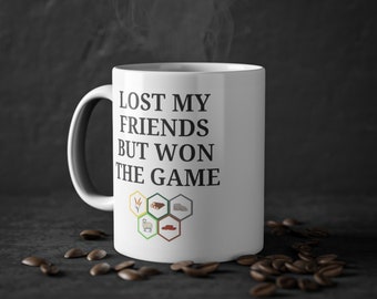 Lost my friends but won the game | settlers of catan ceramic mug, Catan Board Game, Catan Coffee Mug, Catan gift, Catan gift mug
