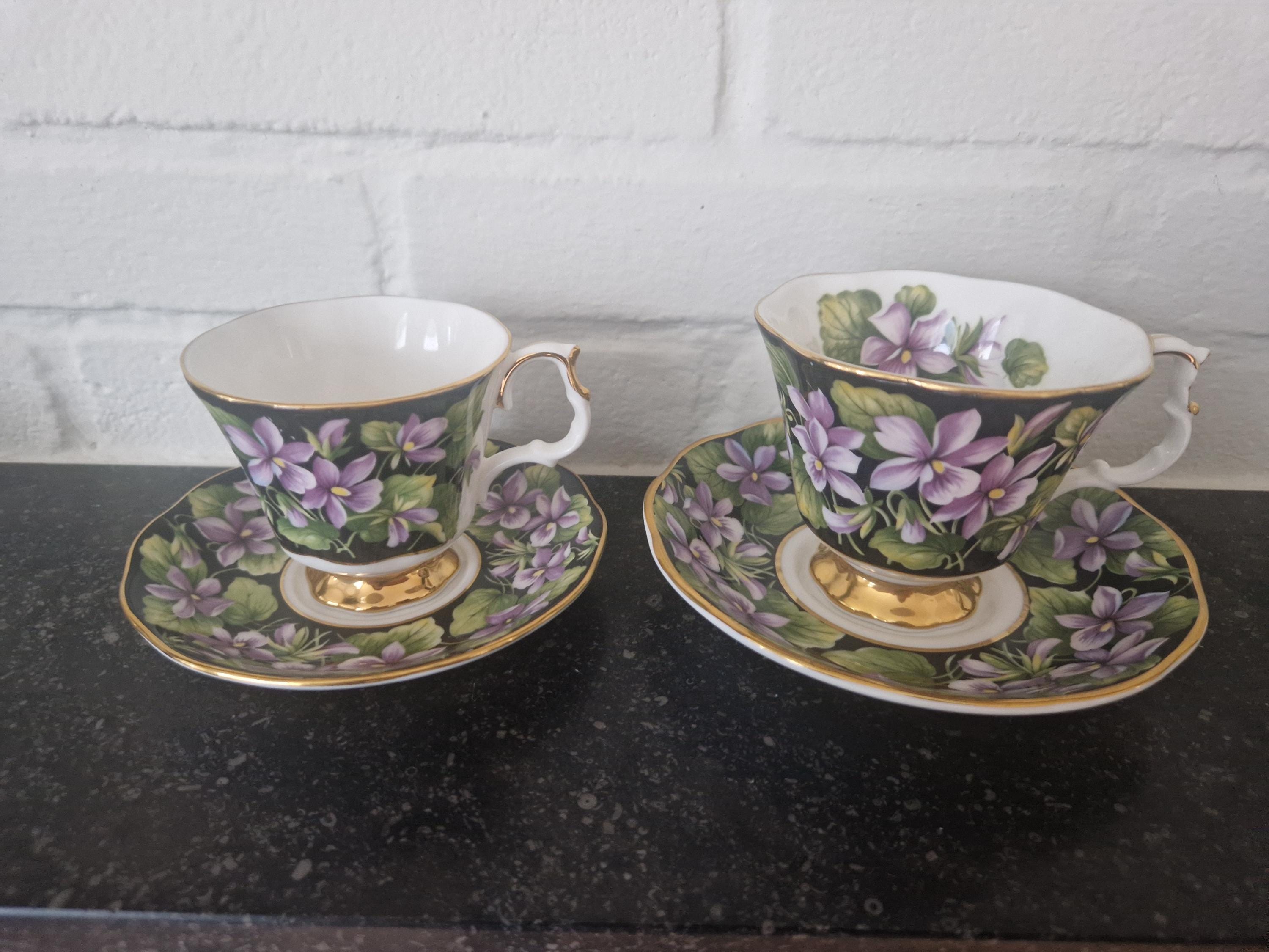 Antique cup with violets - Etsy 日本