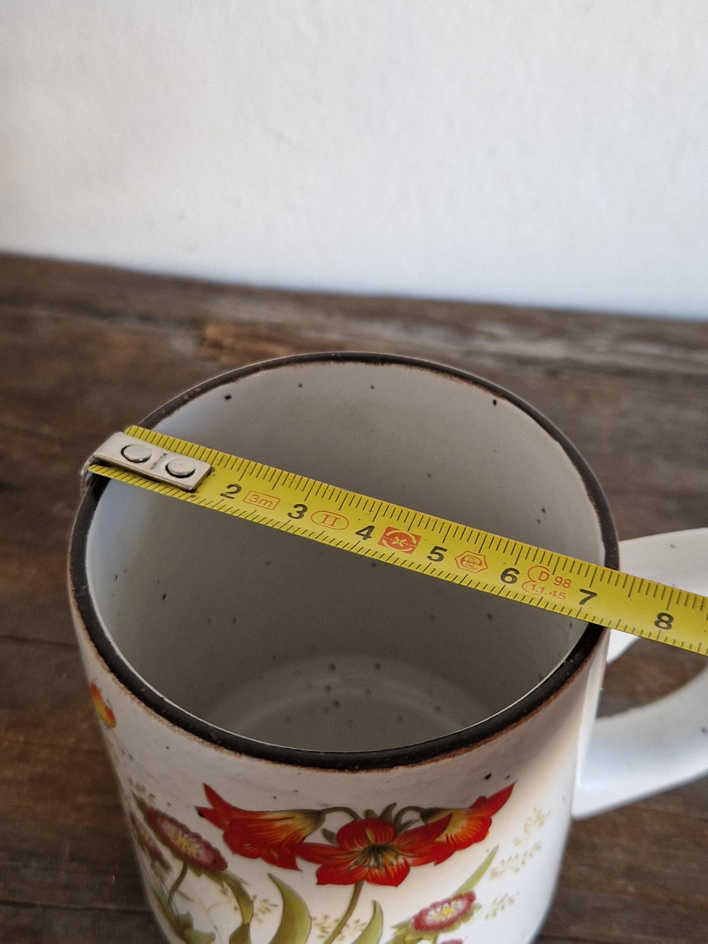 Vtg. Speckled Ceramic Mug, Wild Flowers, Japan, Seventies, Flower
