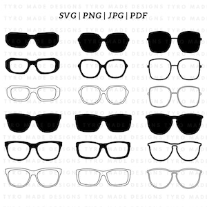 May include: A set of ten different black and white sunglasses designs. The sunglasses are all in a simple, modern style.