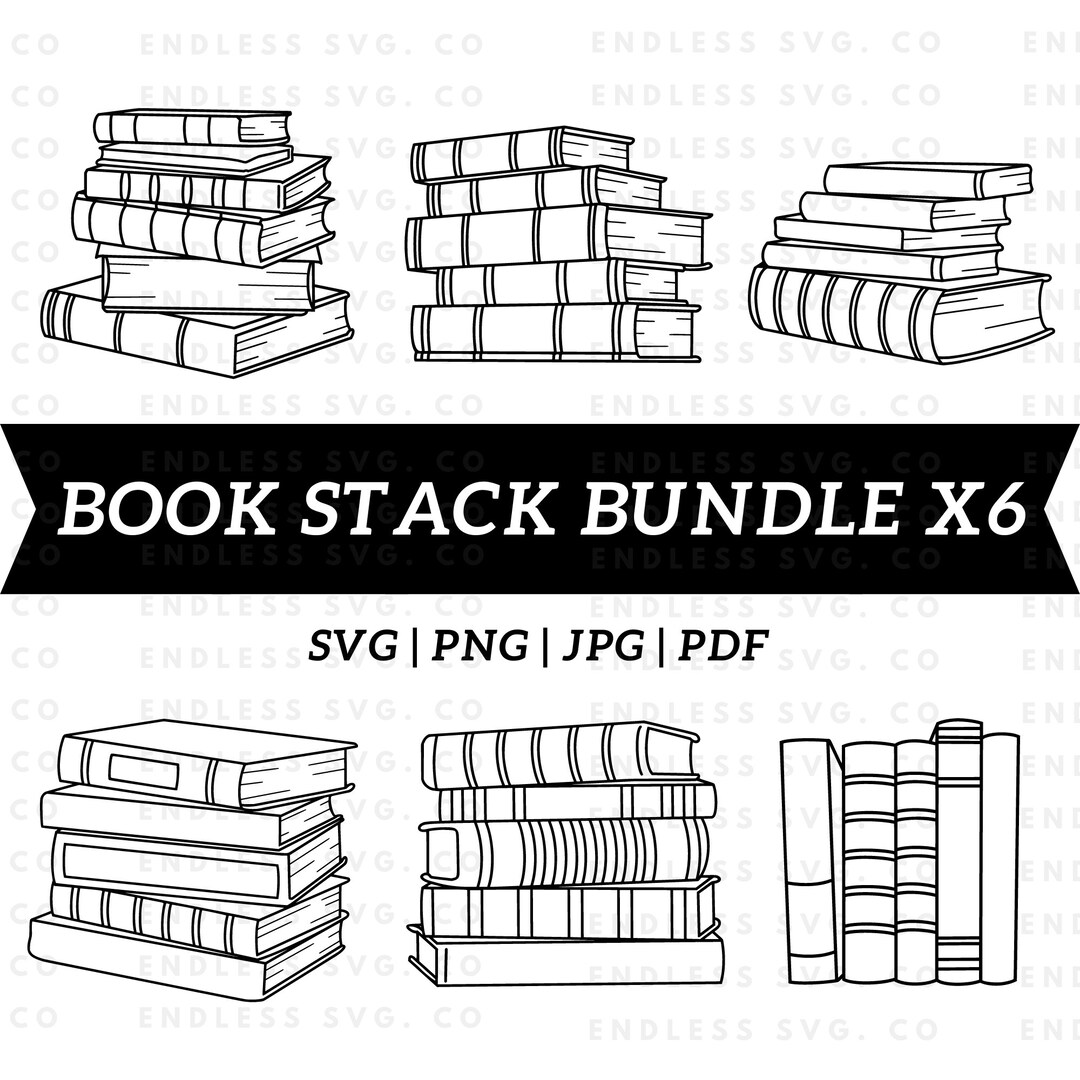 Book SVG Bundle Reading SVG Cut File Library Svg Design Book Stack SVG
