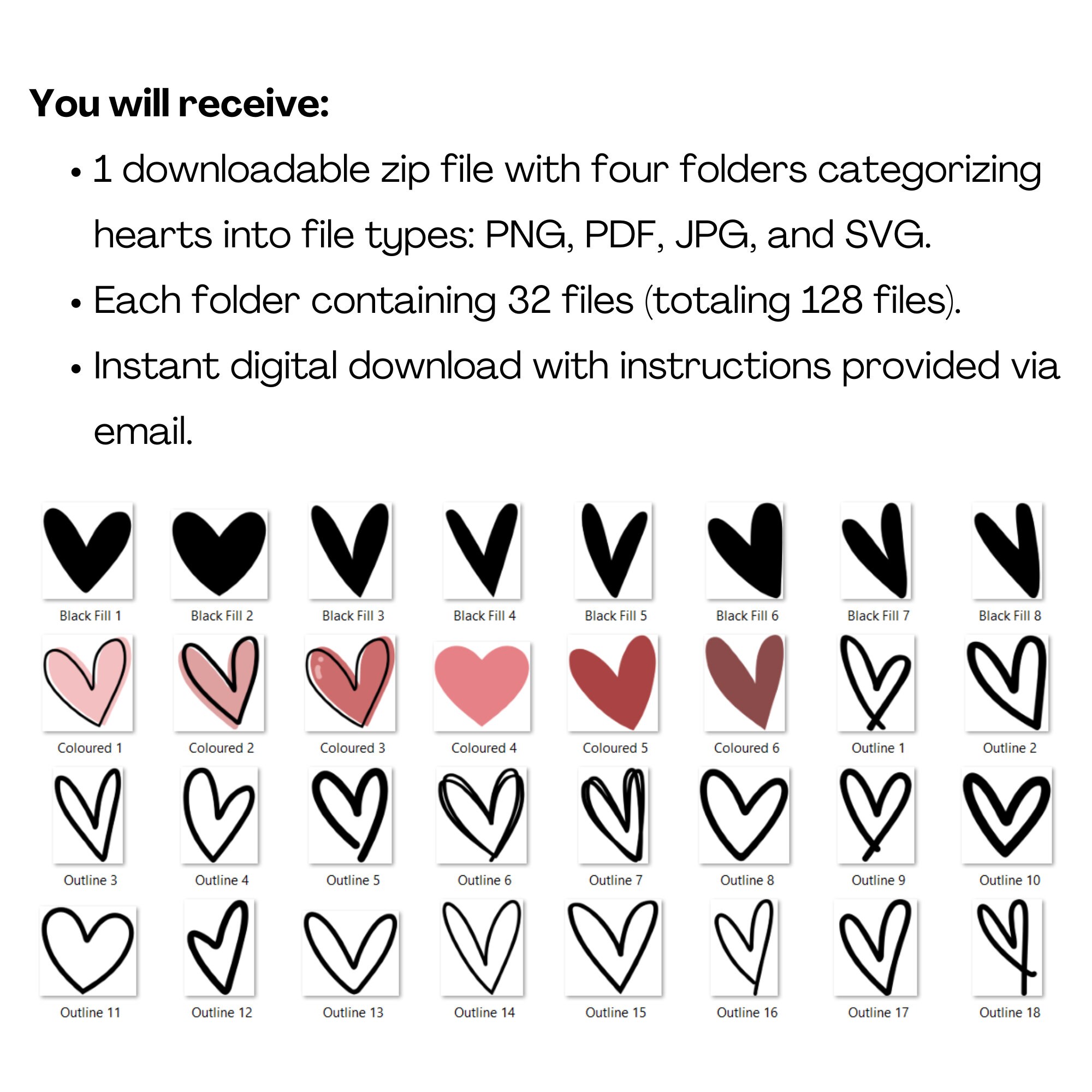 Heart SVG Bundle Hand Drawn Heart SVG Anniversary Design DIY Svg ...