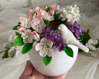 Spring bouquet - real touch flowers, blossom botanical, floral home decor, faux flowers, desk decor, coffee table decor, cold porcelain