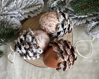 Rustic Woodland Christmas Tree Ornament - Pinecone & Acorn - Handmade Winter Holiday Decor - Hanging Ornament