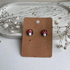 Polymer Clay Mushroom Earrings: Miniature Fly Agaric Jewelry