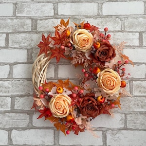 Herbst Haustür Dekor | Herbsttürkranz | Herbst Dekor | Kranz für die Eingangstür Dekoration |Blumen Herbstkranz | rustikaler Herbstkranz