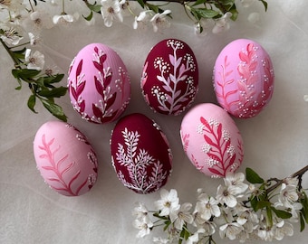 Handbemalte rosa Ostereier: 3er, 6er, 9er Set