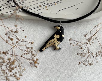 Gothic Crow Necklace, Black Raven Pendant, Halloween Jewelry, Dark Aesthetic Necklace, Witchy Gift