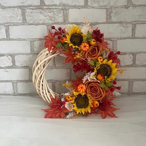 Fall Wreath for Front Door – Autumn Sunflower and Pumpkin Decor, Thanksgiving Door Decoration, Harvest Wall Hanging, Thanksgiving Wreath