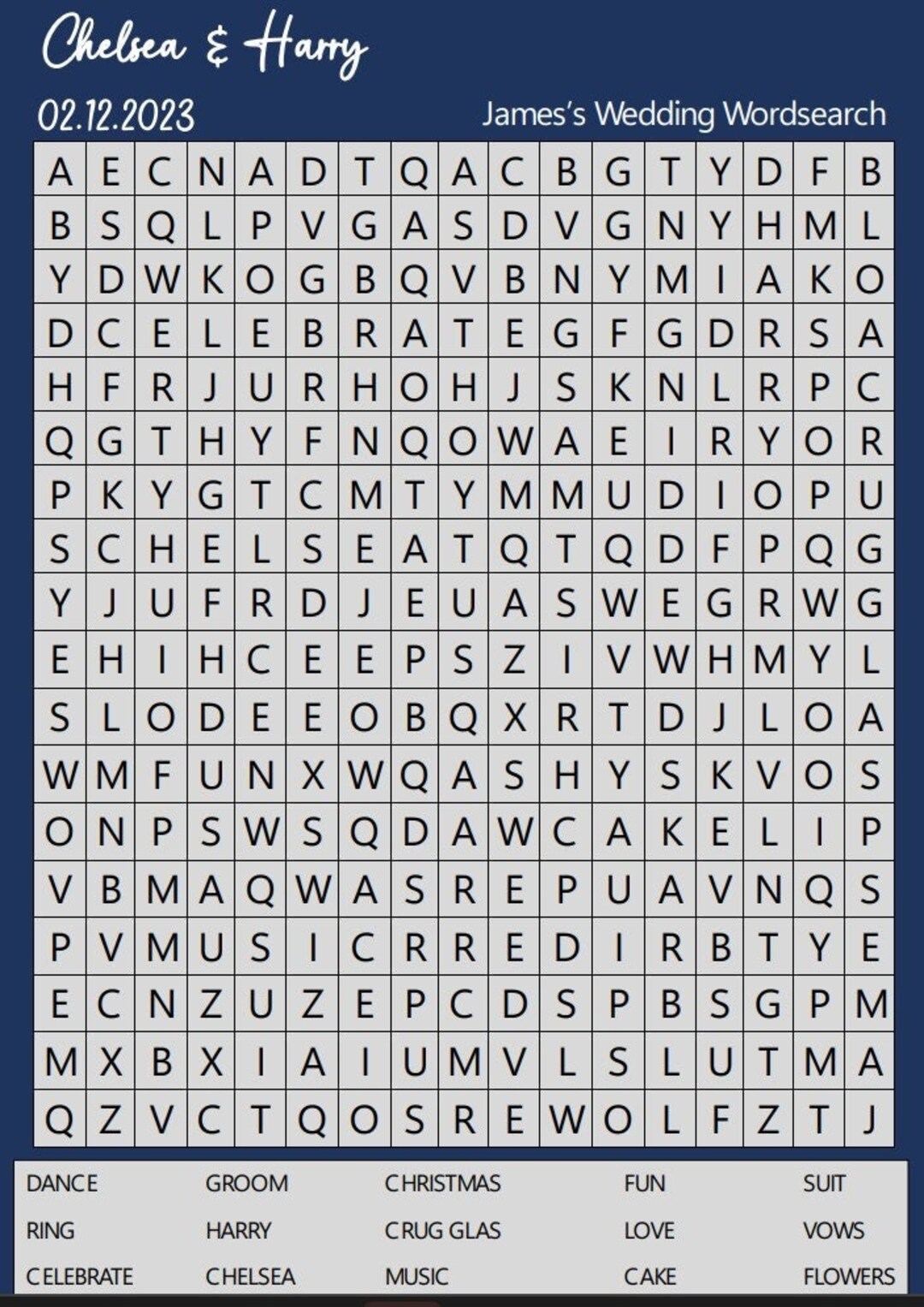 Wedding Wordsearch Etsy