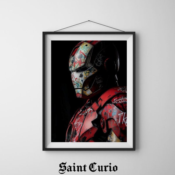 Ironman Urban Graffiti Wall Art | Marvel Home Decor | Spray Paint Portrait | Geek Gift for Avengers Fans| Wall Art | Tony Stark