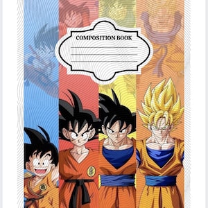Dragon Ball Z Composition Notebook Cover Digital Download Font & Back PNG Sticker Cover Anime School Supply Printable Composition Book Cover