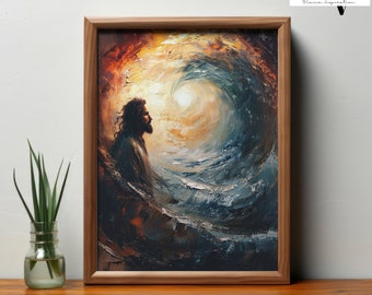 Calming the Storm-kunst: Jezuschristelijke muurkunst (digitale download)