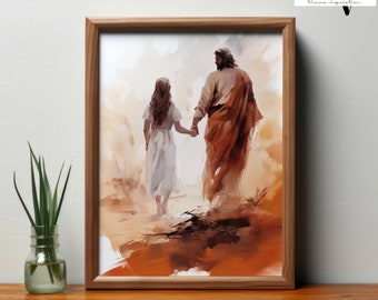 Walk With Jesus Art: Christian Bible Verse Wall Art (Digital Download)