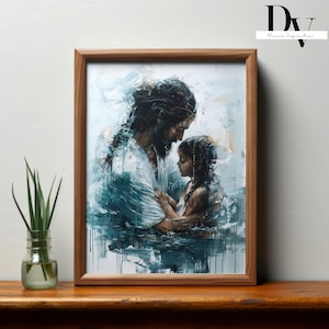 Jesus and Little Girl Baptism Art: Christian Bible Print (Digital Download)