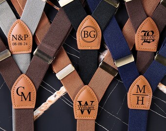 Personalized Groomsmen Suspenders Custom Suspenders For Him Engraved Leather Suspenders Groomsman Gift Best Man Gift For Husband Father BF