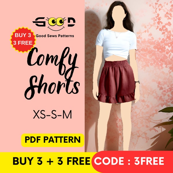 Shorts Pattern | High Waisted Shorts | XS - S - M | Ruffled Shorts | Easy Shorts Pattern | PDF Sewing Pattern | Beginner Friendly |