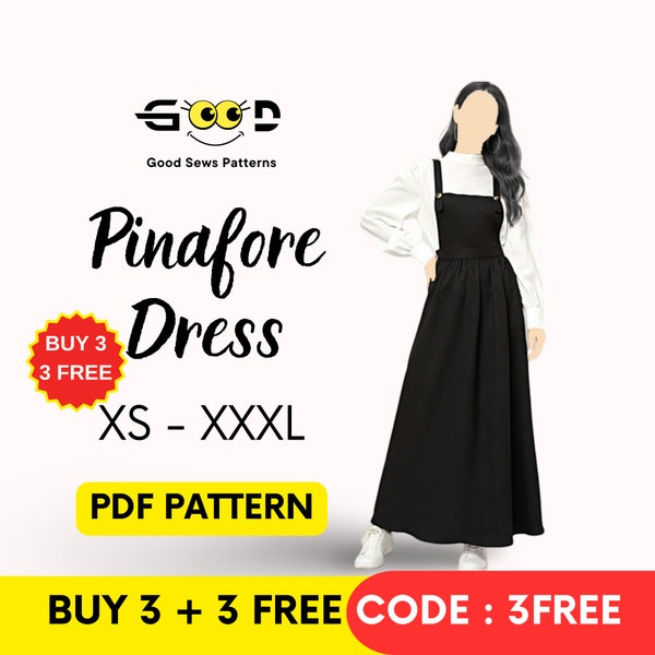 Pinafore Dress Sewing Pattern | XS-XXXL | Apron Sewing Pattern | Cottagecore Dress Pattern | Women's Sewing Pattern PDF