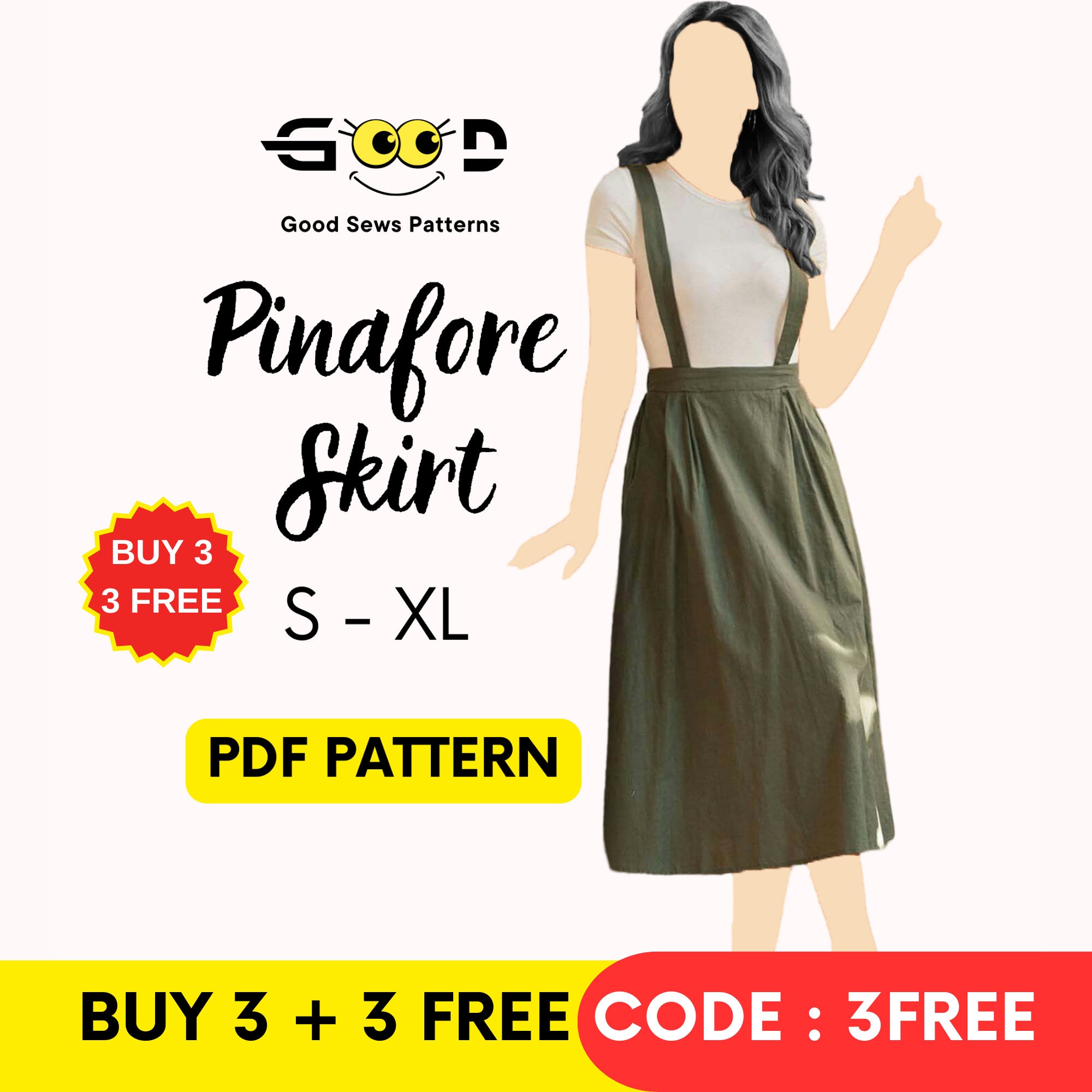 Pinafore Skirt Sewing Pattern Create Your Own Pinafore Skirt with Ease Women s PDF Sewing Pattern S XL Suspender Skirt Pattern