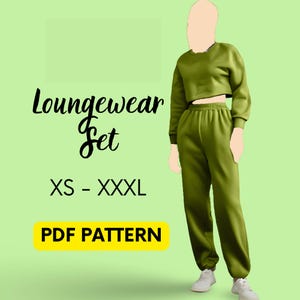 Easy Loungewear Sewing Pattern Set: Joggers & Sweatshirt (XS-XXXL, Instant Download, A4/A0 Sizes)