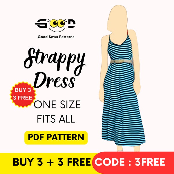 Strappy Dress Pattern | Sleeveless Long Dress Pattern | PDF Sewing Pattern | Summer Dress Pattern | Easy Hangig Dress Sewing Pattern