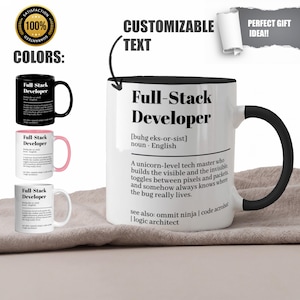 Full Stack Developer Tasse – Lustiges Tech-Geschenk für Webentwickler, Programmierer, Coder – Kaffeetasse für Softwareentwickler – Bürodeko