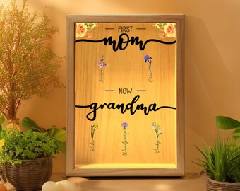 Custom Luminescent Birth Month Flowers|First Mom Now Grandma|Personalized Grandma's Garden Sign|Gift For Mom|Gift For Grandma|Mother's Day