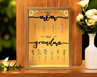 Custom Lighting Birth Month Flowers|Mom and Grandma Sign|Personalized Grandma's Garden Home Wooden Decor|Gift For Mom|Gift For Grandma Mom