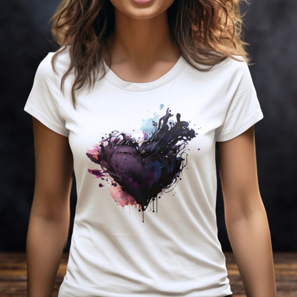 Modern Woman Shirt Edgy Fashion Top Unique Urban Shirt Heart Mom Dark Romance Girl Tee Lover Artist Top Mom Gift for Sister Gift for Friend