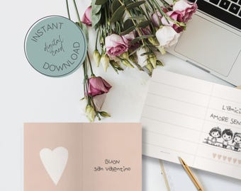 Biglietto di San Valentino Stampabile PDF – Printable Valentine Card – Per Amici – Scaricabile Subito – Celebra l’Amicizia